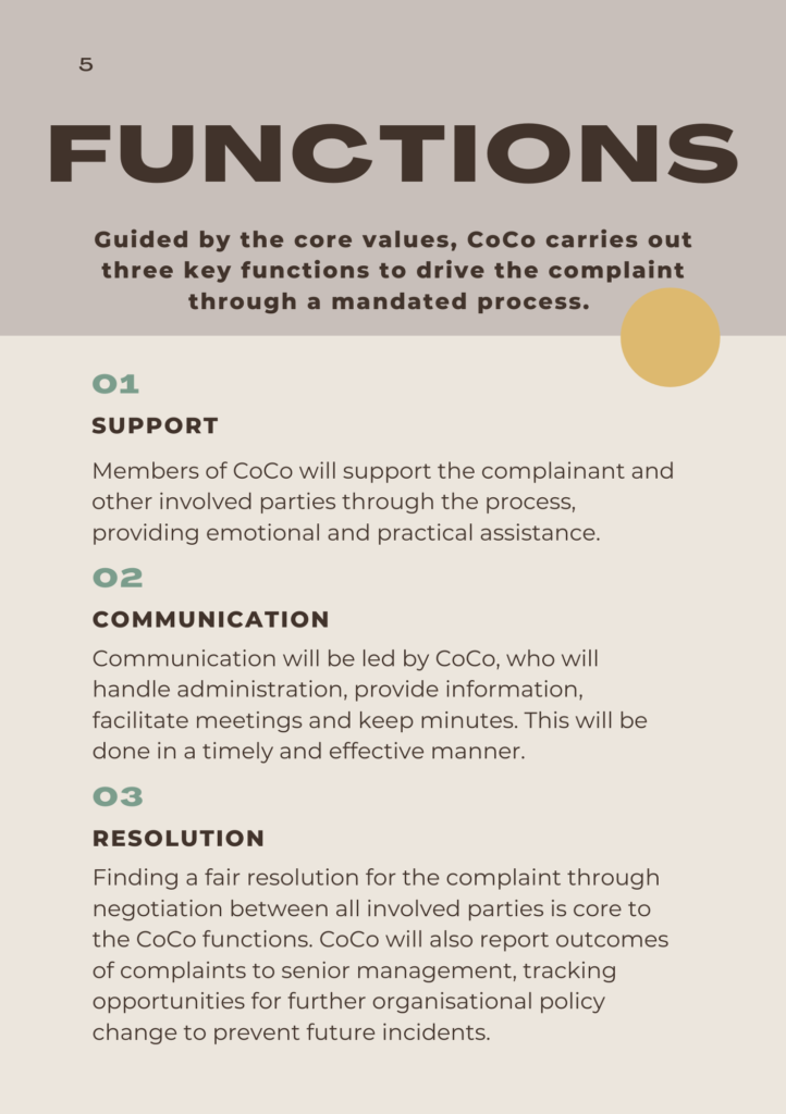CoCo Functions - Support, Communication and Resolution
