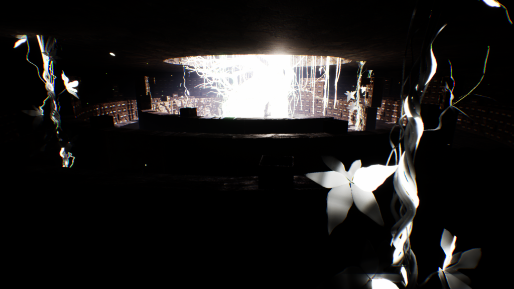 A VR scene showing the aged Sacred Tree in the future of the Sacred Tree Planet.