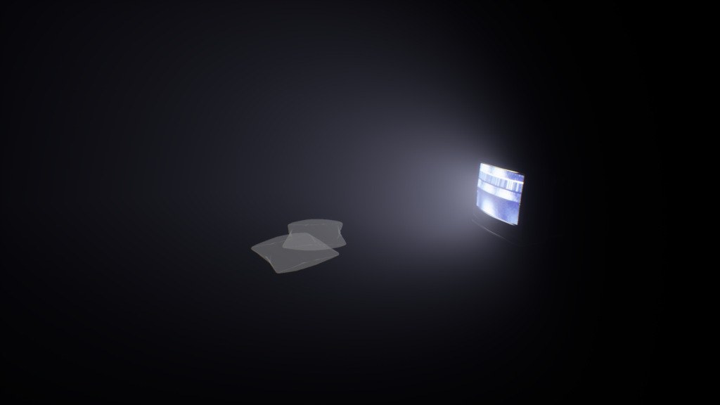 A VR environment from the first scene of the Work Anxiety Planet, showing the setting used to represent the planet’s past.