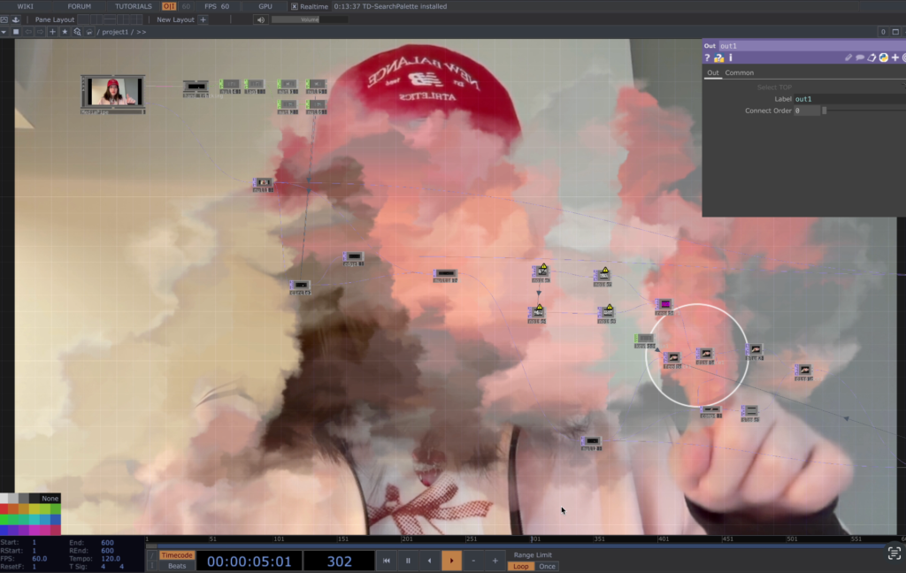 Hand-tracking painted visual created in TouchDesigner for Track 04 — Oriental Perfume.
